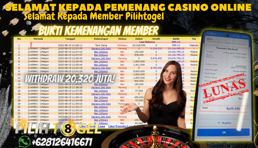 Bukti JP Live Casino Pilihtogel - 24D Spin